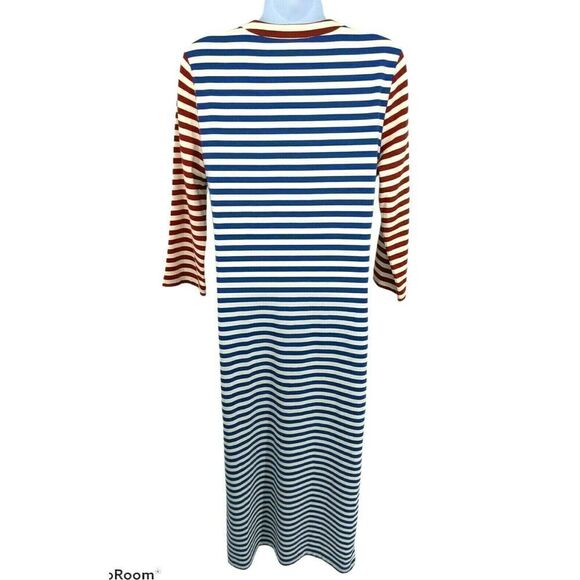 J. Crew Nautical Long Dress Striped Lace Up Sammie Baltic - Picture 5 of 13